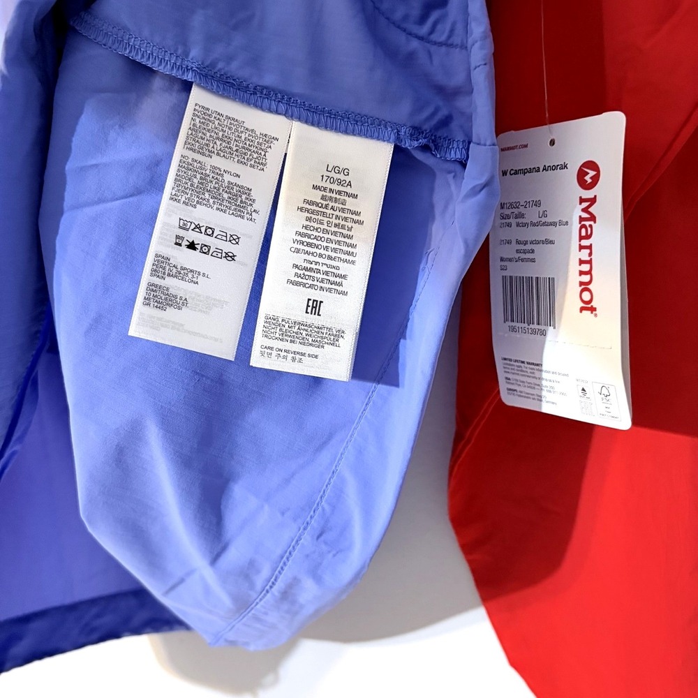Marmot Campana Anorak Lightweight Jacket Red Blue Women's Size L - Picture 9 of 9